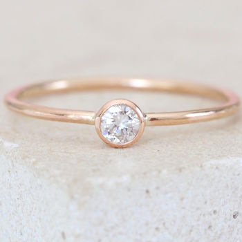Rose Gold Bezel Diamond Engagement Ring, 2 of 7