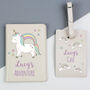 Personalised Leather Baby Unicorn Passport Set, thumbnail 3 of 4
