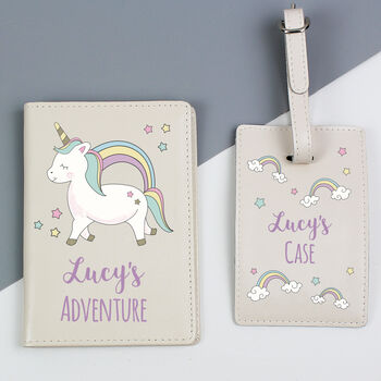 Personalised Leather Baby Unicorn Passport Set, 3 of 4