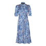 1940's Style Party Dress In Japan Blue Floral Crepe, thumbnail 2 of 3
