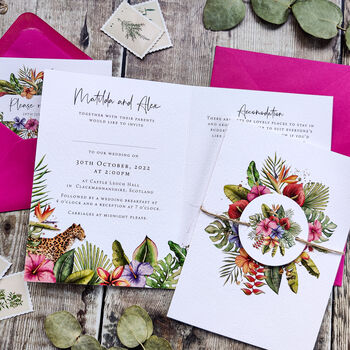 Tropical Folded Wedding Invitation Suite, 3 of 8