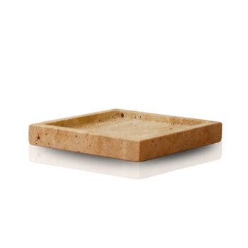 Handmade Travertine Square Stone Tray, 2 of 2