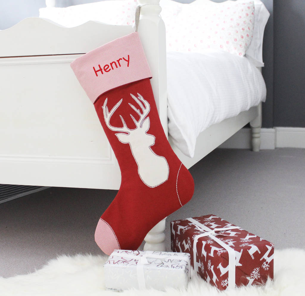 Personalised Red Stag Christmas Stocking By Lime Tree London ...