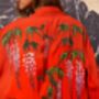 Wisteria And Chrysanthemum Terracotta Embroidered Long Kimono, thumbnail 6 of 12