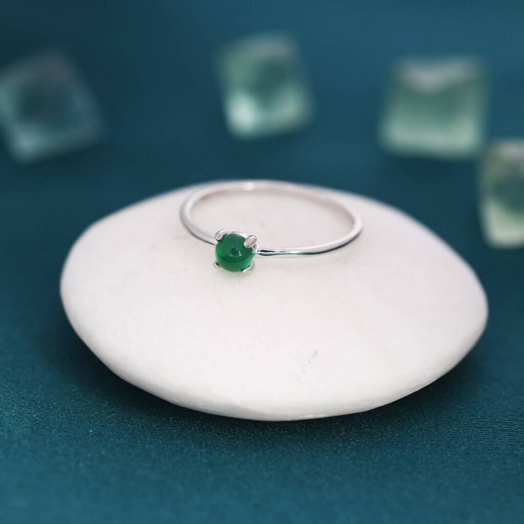 Genuine Green Onyx Ring In Sterling Silver By Silver Rain Silver