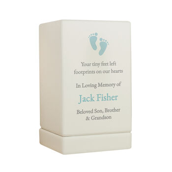 Personalised Baby Boy Memorial Wooden Urn, 4 of 7
