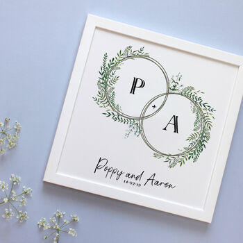 Personalised Wedding Floral Hoops Framed Print, 7 of 7