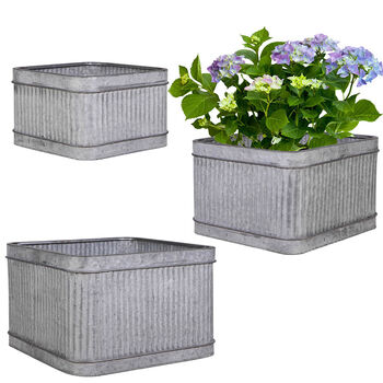 Set Of Three Industrial Corrugated Tub Planters, 2 of 8