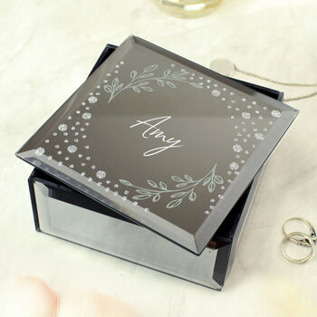 Personalised Botanical Diamante Mirrored Trinket Box, 3 of 5