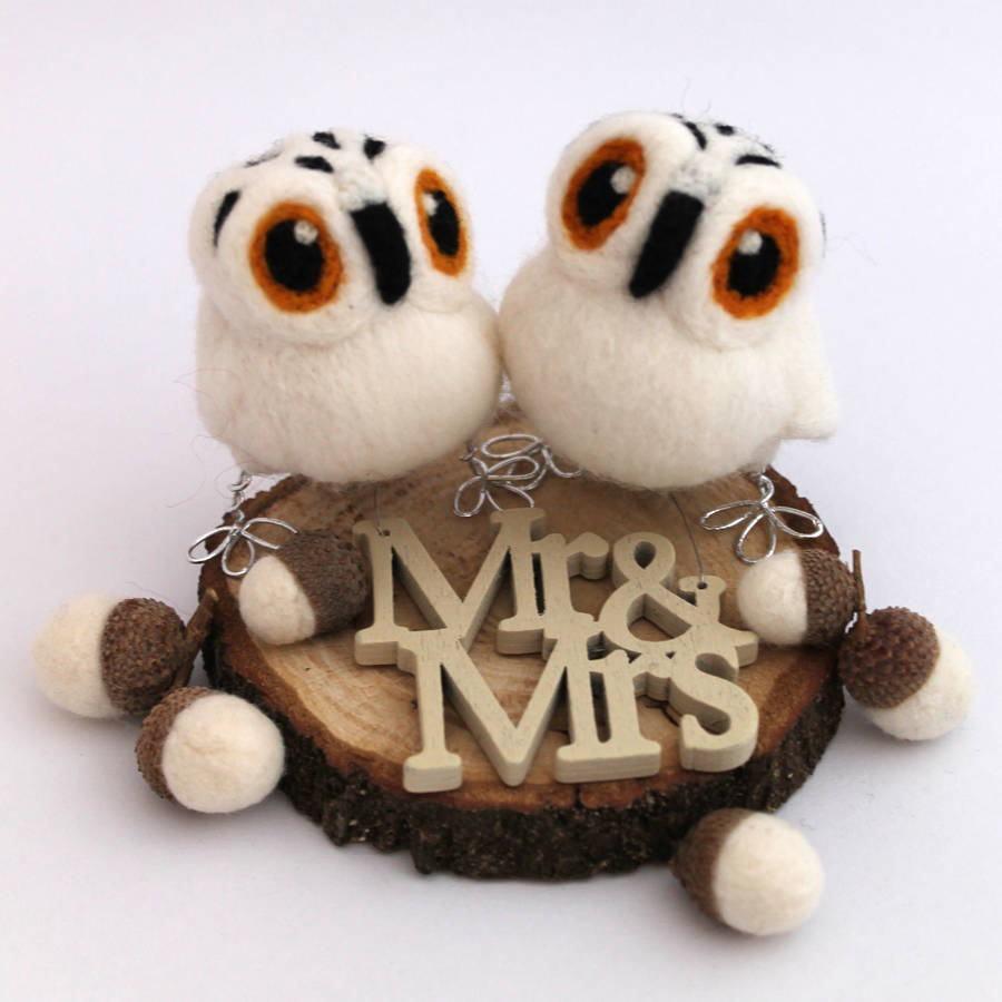 Mini Owl Wedding Cake Topper, 1 of 9