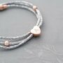 Alessia Metallic Heart Charm Personalised Bracelet, thumbnail 2 of 6