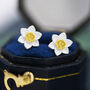 Sterling Silver Daffodil Flower Stud Earrings, thumbnail 4 of 12