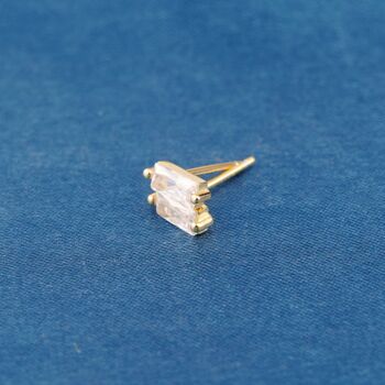 Baguette April Birthstone Stud Earrings, 4 of 7