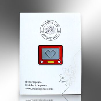 Red Etch A Sketch With Heart Valentine's Day Enamel Pin, 4 of 8