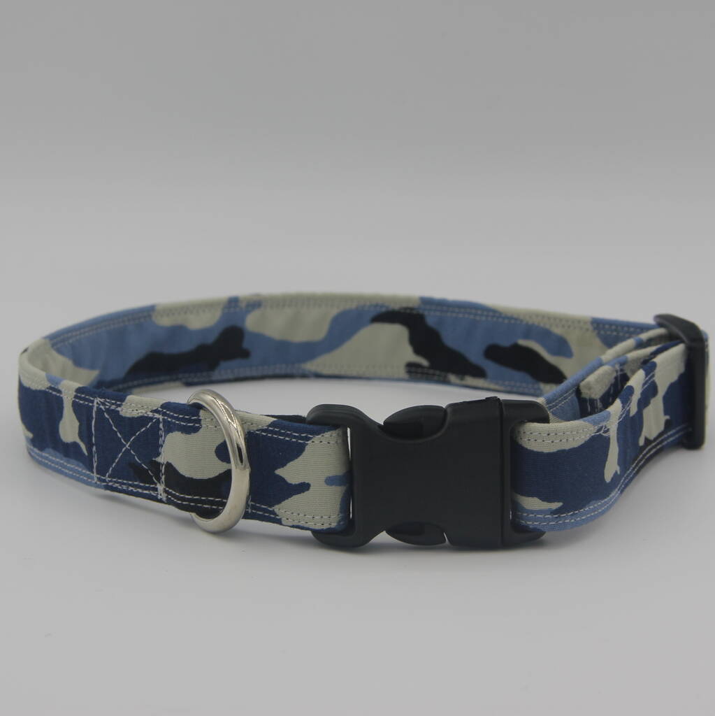 Blue Camouflage Dog Collar By Muddy Paws Accessories