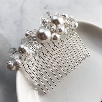 Lustre Crystal And Pearl Bridal Comb, 2 of 3