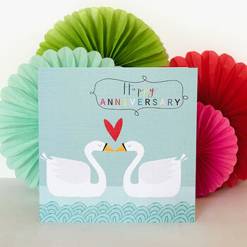 Swans Anniversary Greetings Card, 4 of 5