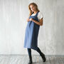 Navy Linen Crossover Pinafore Apron With Pockets, thumbnail 2 of 12