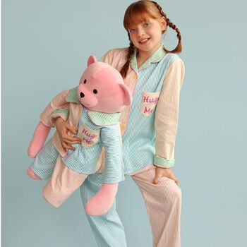 Kika Hug Me Multicolor Pyjama Set With Matching Mega Size Teddy Bear, 4 of 4