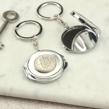 Personalised 60th Birthday Shilling Compact Mirror Keyring, 4 of 8