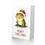Cute Smiling Cartoon Frog In Santa Hat Christmas Card, thumbnail 2 of 4