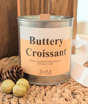 Buttery Croissant Wood Wick Candle Bakery Inspired For Autumn, 3 of 5