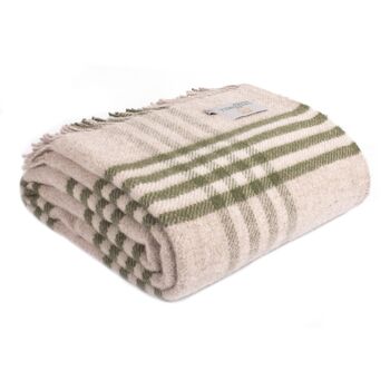 Check Wool Throw In Olive Green, 2 of 3