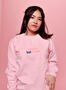 Chaotic But Iconic Embroidered Pink Jumper, thumbnail 1 of 6