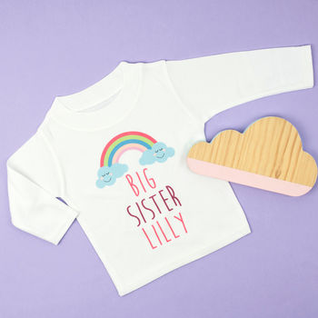 Personalised Rainbow Big Sister Girls Top / T Shirt, 3 of 3