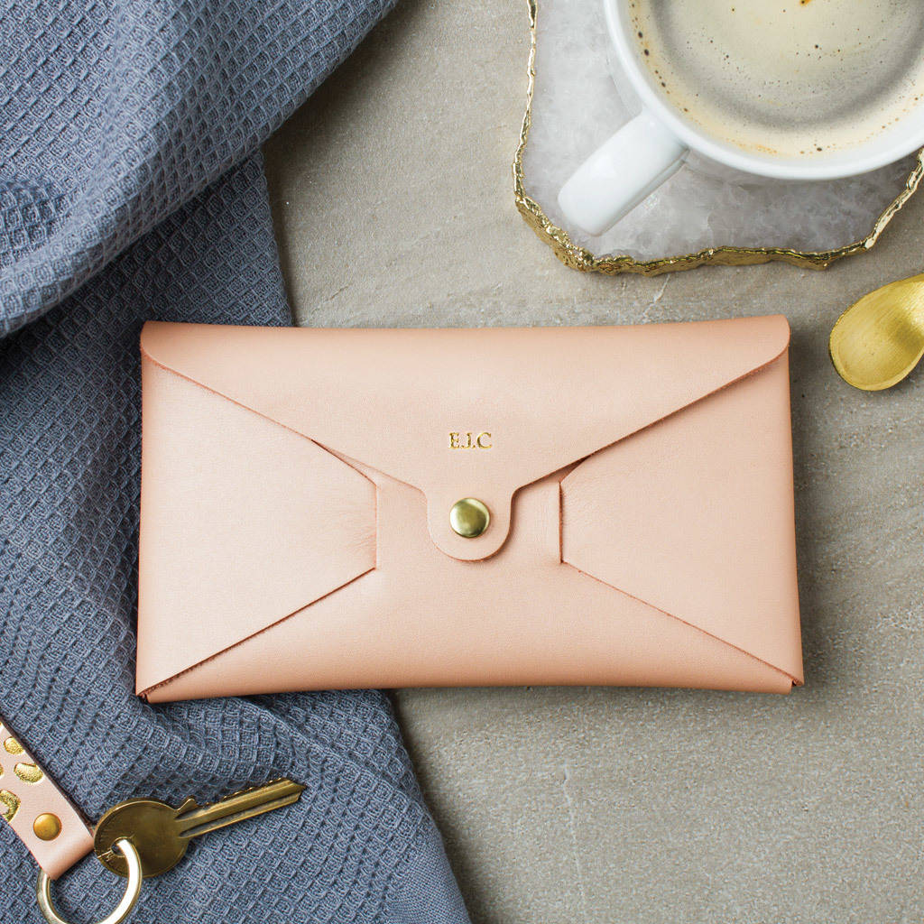 personalised blush pink leather origami purse by create gift love ...