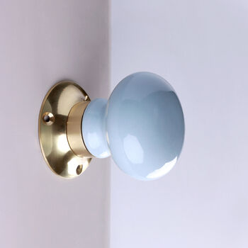 G Decor The Brassworks Edit Light Grey Set Of Handcrafted Ceramic Mortice Door Handles, Internal Turning Knobs For Room Doors, 2 of 5