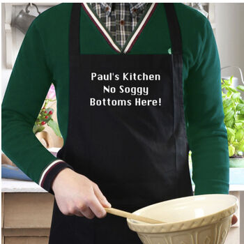 Personalised Black 100% Cotton Chef's Apron, 4 of 4