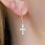 Sterling Silver Cross Earrings, thumbnail 2 of 7