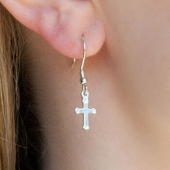 Sterling Silver Cross Earrings, 2 of 7