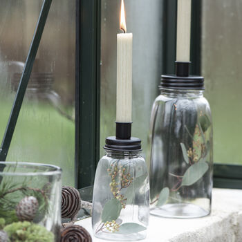 Glass Bottle Candle Holder With Black Lid, 3 of 3