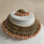 Indian Gold Plated Peach Pearl Choker Set, thumbnail 2 of 7