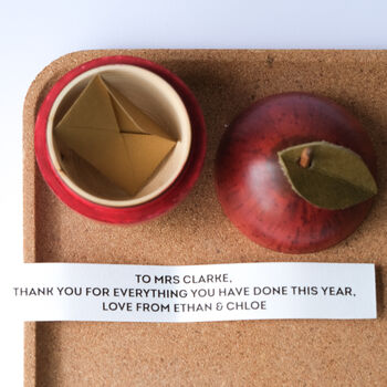 Personalised Secret Message Wooden Apple For Teacher, 3 of 3