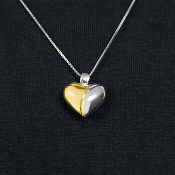 Sterling Silver And Gold Bonded Heart Pendant Necklace, 4 of 4