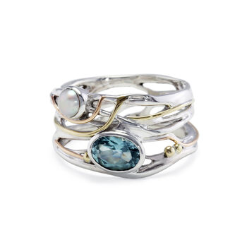 Blue Topaz And Freshwater Pearl Statement Ring, 2 of 11