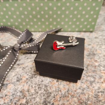 Red Guitar Lapel Pin Badge With Gift Box, 5 of 5