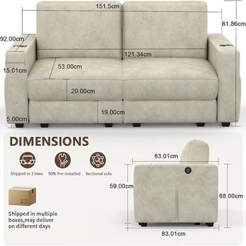 Two Seater Sofa With Storage, Comfortable Sofa Couch, 12 of 12