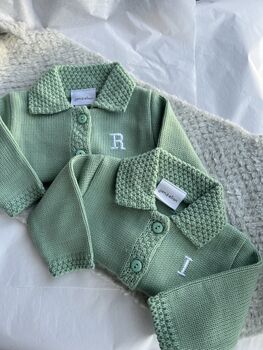 Personalised Green Knitted Cardigan, 2 of 5