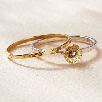 18 Carat Gold And Sterling Silver Diamond Flower Ring, 4 of 7