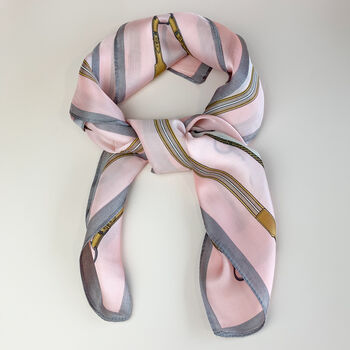 Pink Equestrian Chain Print Silky Scarf, 2 of 4