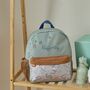 Personalised Neutral Dino Print Pocket Medium Backpack, thumbnail 1 of 4