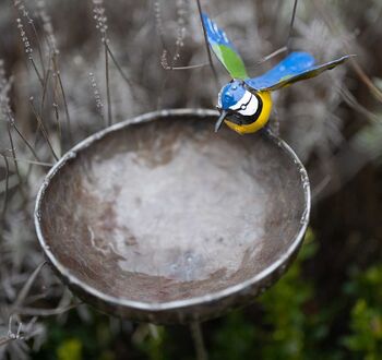 Recycled Metal Small Blue Tit Bird Feeder, 2 of 3