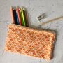 Alta Pencil Case, Geometric Orange Pattern, thumbnail 1 of 2