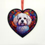 Bichon Frise Stained Glass Effect Heart Suncatcher, thumbnail 6 of 6