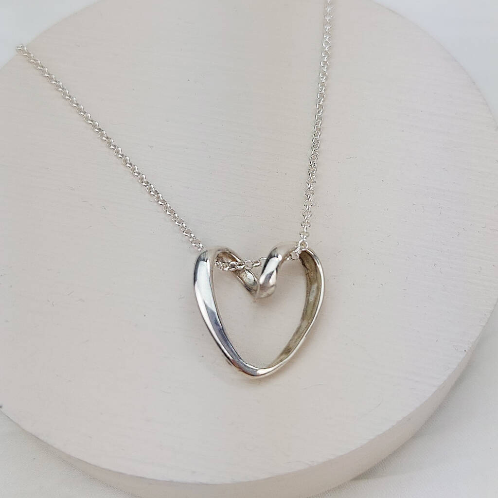 Buy Sterling Silver Hanging Heart Pendant Necklace .stacker,love,valentine's,gift,dangling,floating,affection,token Online in  India - Etsy