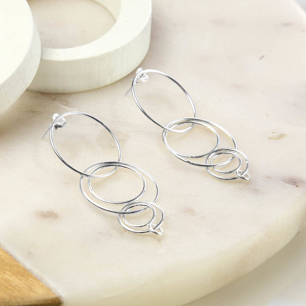 Sterling Silver Magic Rings Stud Earrings By Martha Jackson Sterling Silver